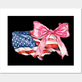 Coquette American Flag Coquette Bow 4Th Of July Posters and Art